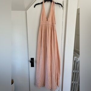 LoveShackFancy Peach Halter Maxi Dress